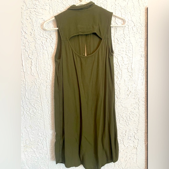 Army green sleeveless button down dress size small - Picture 2 of 3